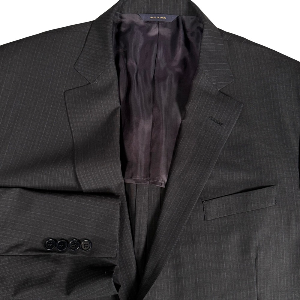 Brooks Brothers Fitzgerald BrooksCool Pinstripe Suit Jacket Charcoal Grey 46R